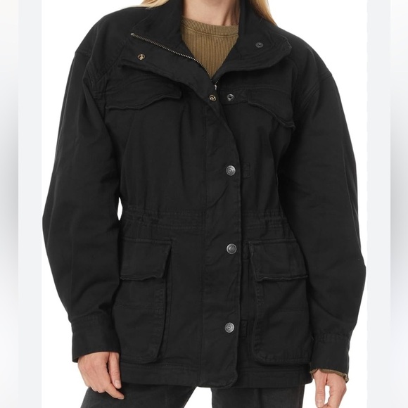 Free People Women’s The Arya Soft Utility Jacket Black Oversized Small - Picture 1 of 15